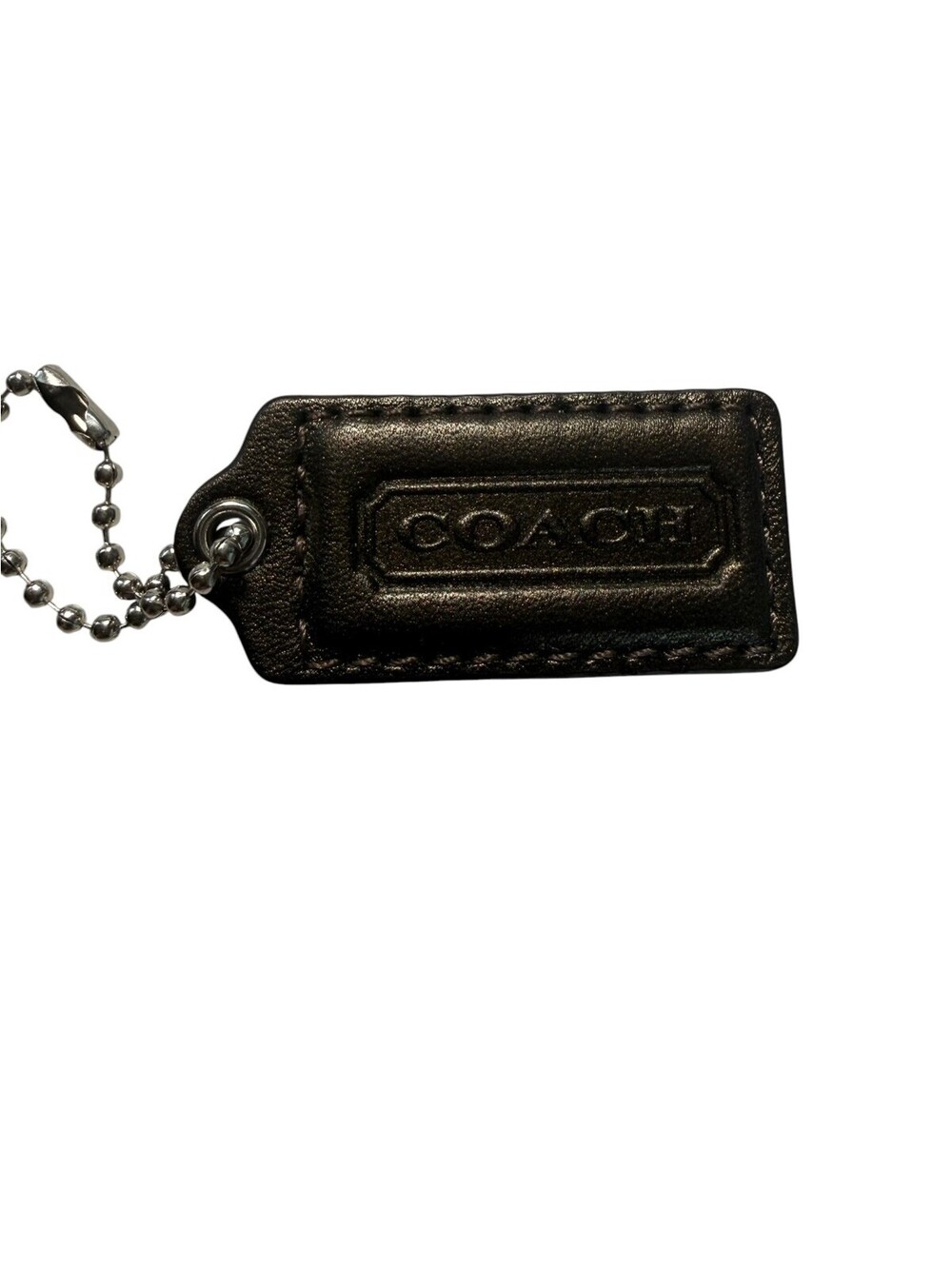 Coach Leather Hangtag - Metallic Charcoal (2")